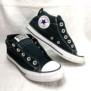 Youth Converse All Stars Black Chuck Taylor High Top Sneaker Shoes 1.5 Slip On